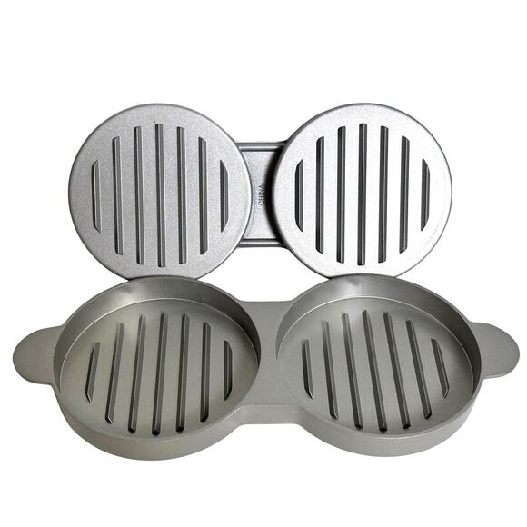 Williams-Sonoma Large Double Burger Press Wood Handle Vintage Grilling Tool - Picture 2 of 4